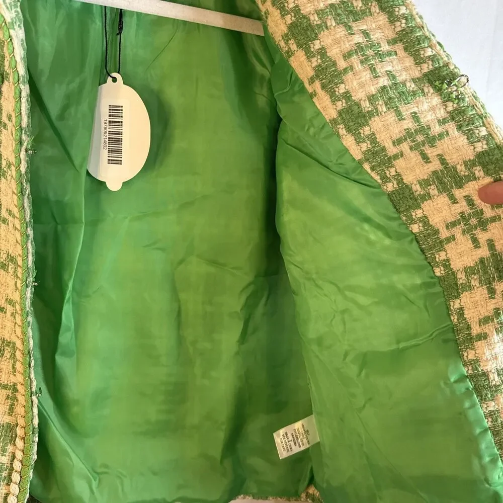 Sweet Lemon Green /Beige Jacket Short Set Size Medium NWT - Picture 5 of 16